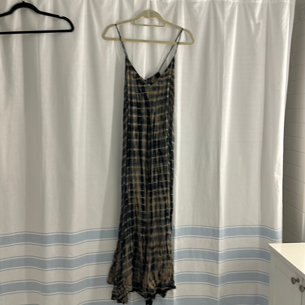 Long dress - blue with tan